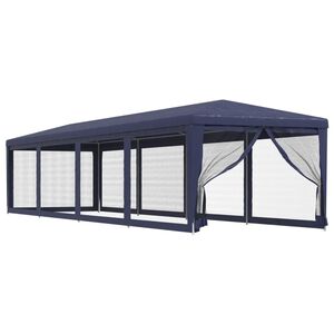 vidaXL Party stan s 10 s&iacute;ťovan&yacute;mi bočnicemi modr&yacute; 3 x 12 m HDPE