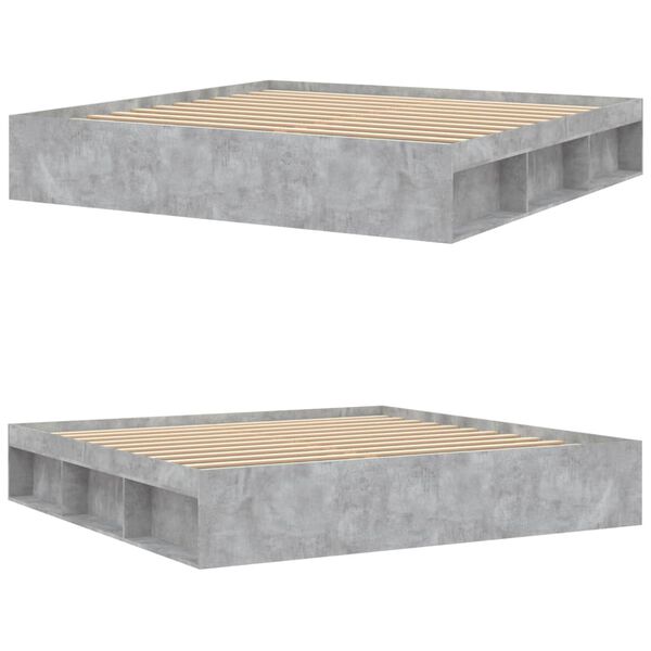 vidaXL R&aacute;m postele betonově &scaron;ed&yacute; 200 x 200 cm