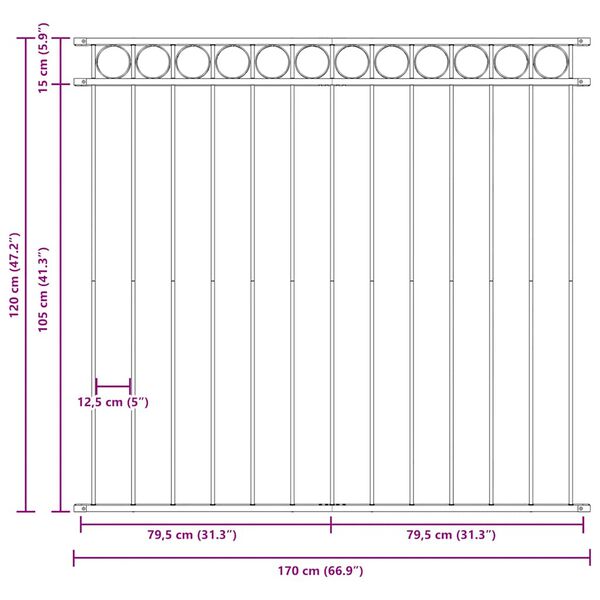 vidaXL Plotov&yacute; panel Assen ocelov&yacute; 1,7 x 1,2 m čern&yacute;