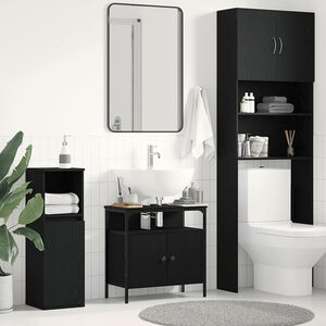 vidaXL Koupelnov&aacute; skř&iacute;ňka s umyvadlem Čern&yacute; dub 60x30x60 cm kompozit
