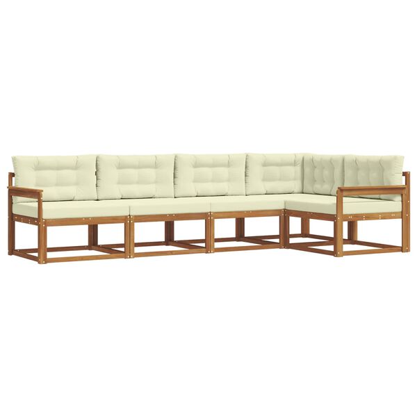 vidaXL Venkovn&iacute; pohovkov&aacute; souprava 5 pcs Přirozen&aacute; a Kr&eacute;mov&aacute;