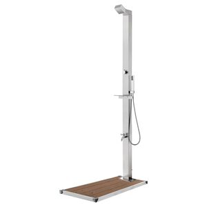 vidaXL Zahradn&iacute; sprcha s hnědou z&aacute;kladnou 225 cm nerezov&aacute; ocel
