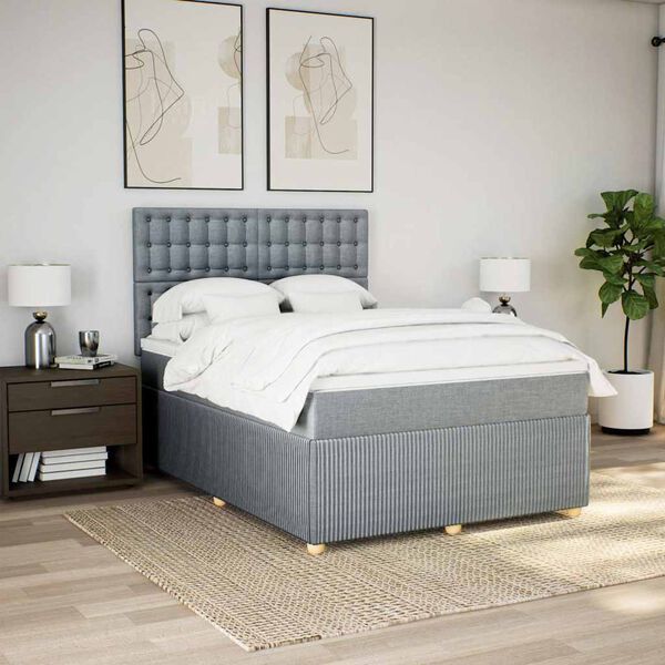 vidaXL Box spring postel s matrac&iacute; světle &scaron;ed&aacute; 160 x 200 cm textil