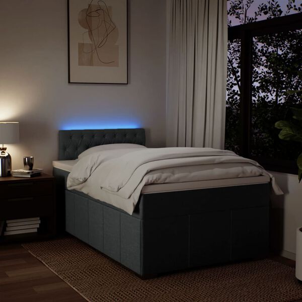 vidaXL Box spring postel s matrac&iacute; tmavě &scaron;ed&aacute; 120x190 cm textil