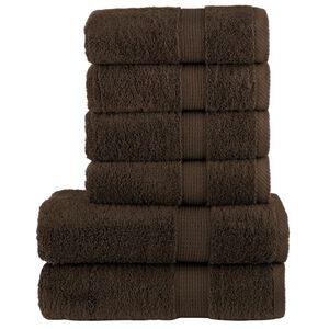 vidaXL 6d&iacute;ln&aacute; sada ručn&iacute;ků Premium SOLUND hněd&aacute; 600 g/m&sup2;