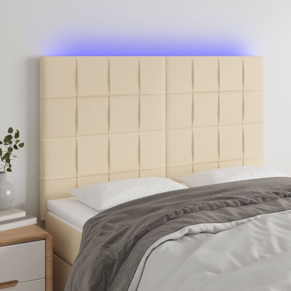 vidaXL Čelo postele s LED kr&eacute;mov&eacute; 144x5x118/128 cm textil