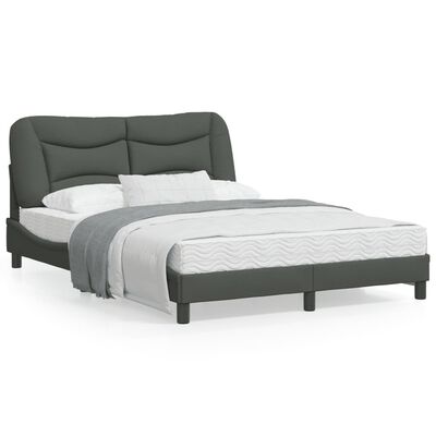 vidaXL Rám postele s LED osvětlením tmavě šedý 140 x 190 cm textil