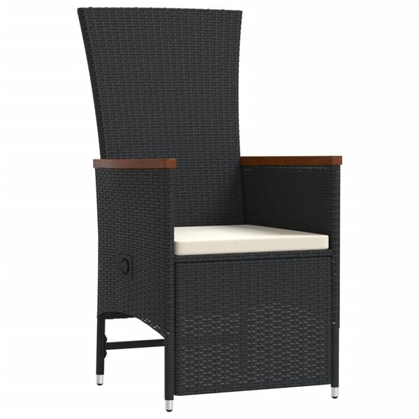 vidaXL 9d&iacute;ln&yacute; zahradn&iacute; j&iacute;deln&iacute; set s podu&scaron;kami čern&yacute; polyratan