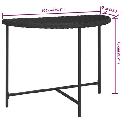 vidaXL Zahradní stůl černý 100 x 50 x 75 cm polyratan
