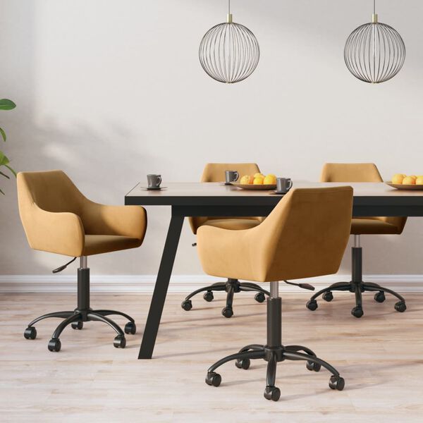 vidaXL Otočn&eacute; j&iacute;deln&iacute; židle 4 ks hněd&eacute; samet