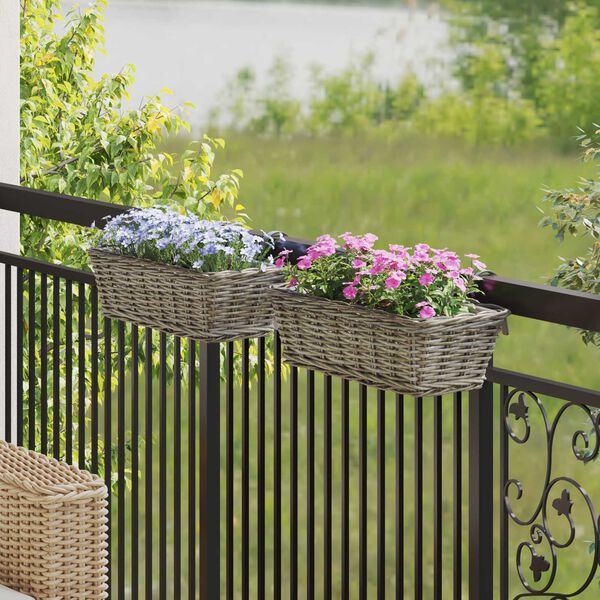 vidaXL Z&aacute;věsn&yacute; květinov&yacute; ko&scaron; 2 pcs &Scaron;ed&aacute; 48 x 22 x 15 cm Lacak ratan