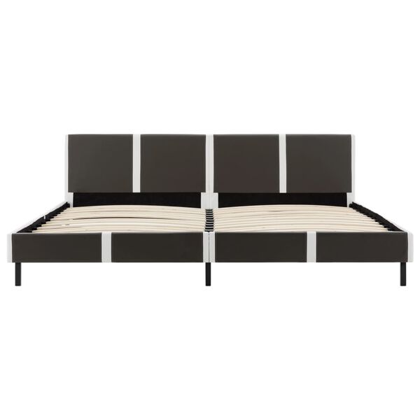 vidaXL R&aacute;m postele &scaron;edo-b&iacute;l&yacute; uměl&aacute; kůže 180 x 200 cm