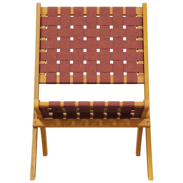 vidaXL Skl&aacute;dac&iacute; zahradn&iacute; křesla 2 ks červen&aacute; masivn&iacute; ak&aacute;cie a textil