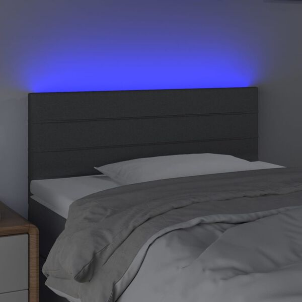 vidaXL Čelo postele s LED tmavě &scaron;ed&eacute; 100x5x78/88 cm textil