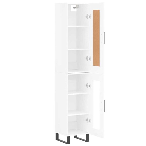 vidaXL Skř&iacute;ň highboard b&iacute;l&aacute; s vysok&yacute;m leskem 34,5x34x180 cm kompozit