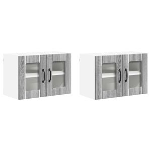 vidaXL N&aacute;stěnn&aacute; skleněn&aacute; skř&iacute;ň Lucca 2 pcs &Scaron;ed&aacute; sonoma 60 x 31 x 40 cm