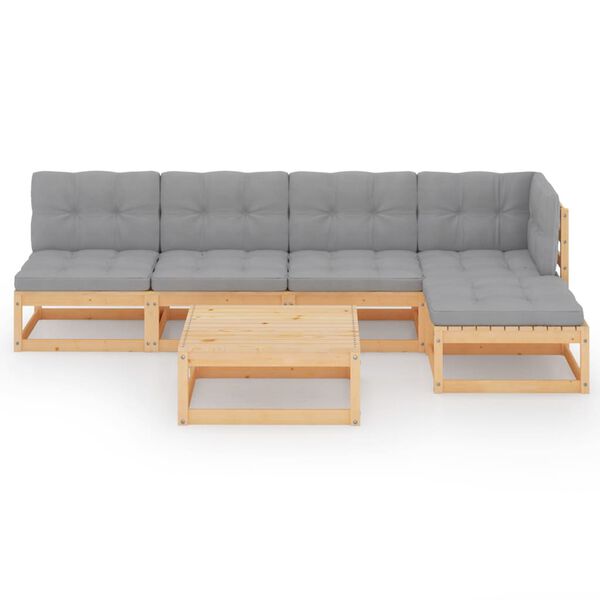 vidaXL 6d&iacute;ln&aacute; zahradn&iacute; sedac&iacute; souprava s podu&scaron;kami masivn&iacute; borovice