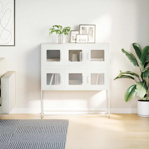 vidaXL Příborník bílý 100,5 x 39 x 107 cm ocel válcovaná za studena