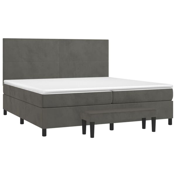 vidaXL Box spring postel s matrac&iacute; tmavě &scaron;ed&aacute; 200x200 cm samet