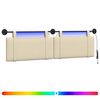 vidaXL Z&aacute;věsn&eacute; čelo postele S LED osvětlen&iacute;m Kr&eacute;mov&aacute; Textil