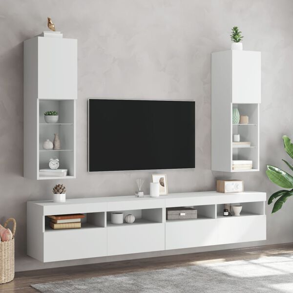vidaXL TV skř&iacute;ňka s LED osvětlen&iacute;m b&iacute;l&aacute; 30,5 x 30 x 102 cm