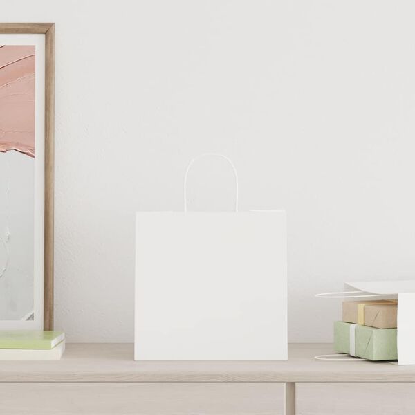 vidaXL Pap&iacute;rov&eacute; ta&scaron;ky 250 ks s uchy B&iacute;l&aacute; 26x17x25 cm