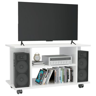 vidaXL TV stolek s kolečky bílý vysoký lesk 80x40x45 cm kompozit