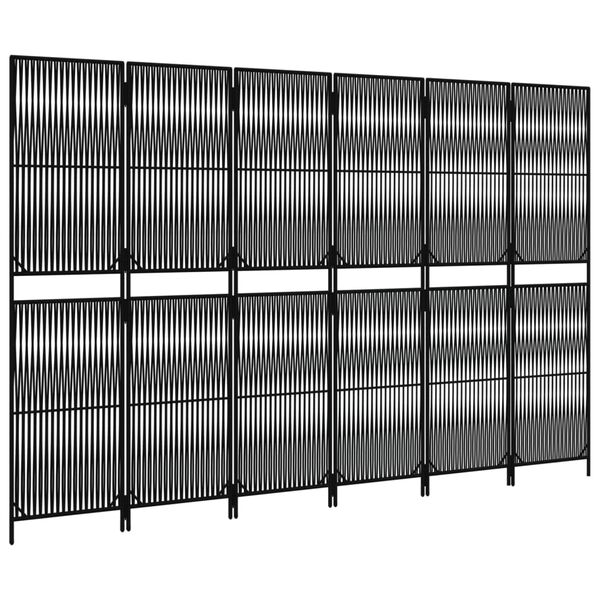 vidaXL Dělic&iacute; stěna 6 panelů čern&aacute; polyratan