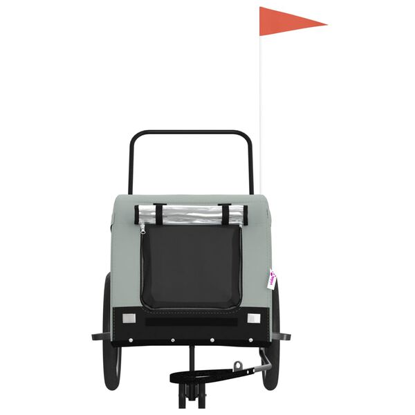 vidaXL Voz&iacute;k za kolo pro psa &scaron;ed&yacute; a čern&yacute; oxfordsk&aacute; tkanina a železo