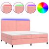 vidaXL Box spring postel s matrac&iacute; a LED růžov&aacute; 200x200 cm samet