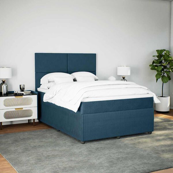 vidaXL Box spring postel s matrac&iacute; modr&aacute; 160 x 200 cm samet