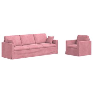 vidaXL Pohovka 2 pcs Růžov&aacute; 228 x 78 x 80 cm samet