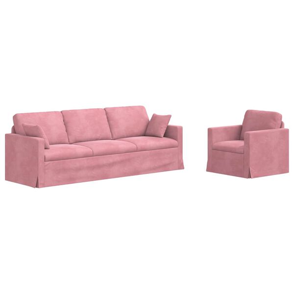 vidaXL Pohovka 2 pcs Růžov&aacute; 228 x 78 x 80 cm samet