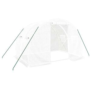 vidaXL Sklen&iacute;k s ocelov&yacute;m r&aacute;mem b&iacute;l&yacute; 6 m&sup2; 3 x 2 x 2 m