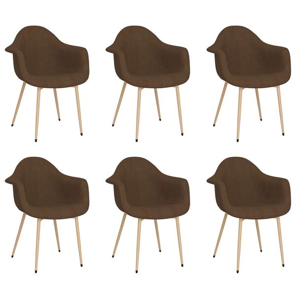 vidaXL J&iacute;deln&iacute; židle 6 ks tmavě hněd&eacute; textil