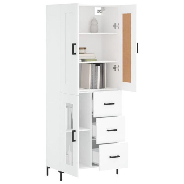 vidaXL Skř&iacute;ň highboard b&iacute;l&aacute; 69,5 x 34 x 180 cm kompozitn&iacute; dřevo