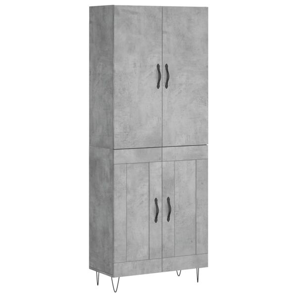 vidaXL Skř&iacute;ň highboard betonově &scaron;ed&aacute; 69,5x34x180 cm kompozitn&iacute; dřevo