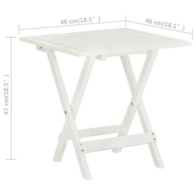 vidaXL Bistro stolek bílý 46 x 46 x 47 cm masivní akáciové dřevo