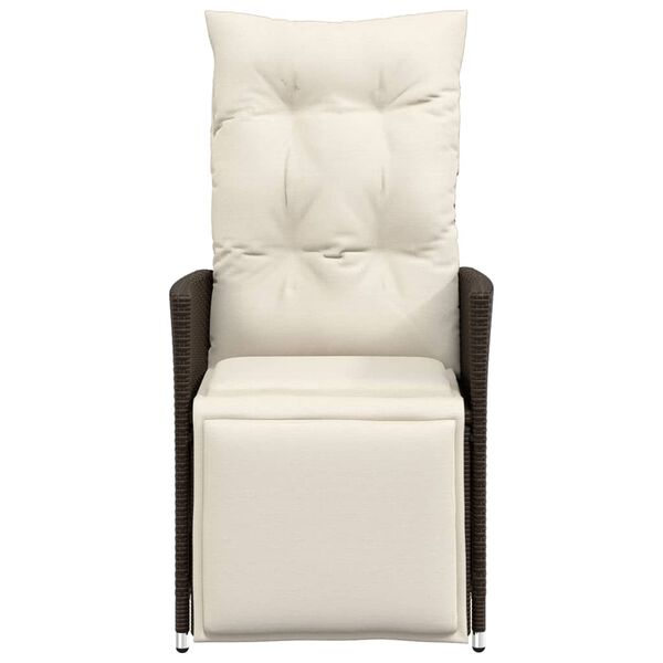 vidaXL Polohovac&iacute; zahradn&iacute; křeslo s podu&scaron;kami hněd&eacute; polyratan