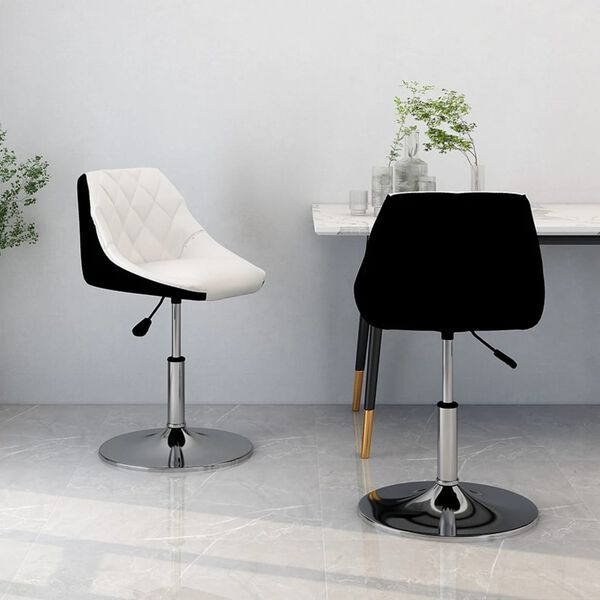 vidaXL Otočn&eacute; j&iacute;deln&iacute; židle 2 ks b&iacute;ločern&eacute; uměl&aacute; kůže