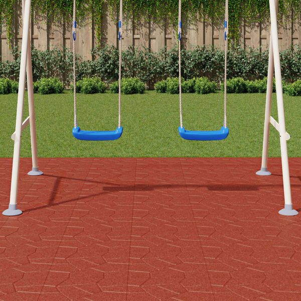 vidaXL Stepping Stone 6 pcs Červen&aacute; 40,5 x 40,5 x 2 cm Guma