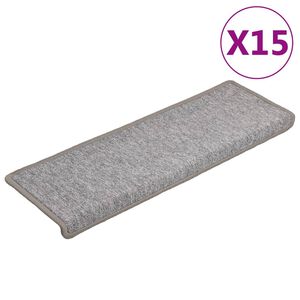vidaXL Schodov&eacute; rohože 15 ks 65 x 21 x 4 cm světle &scaron;ed&eacute; s obd&eacute;ln&iacute;kov&yacute;m okrajem