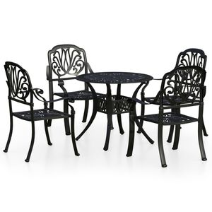 vidaXL 5d&iacute;ln&yacute; bistro set lit&yacute; hlin&iacute;k čern&yacute;