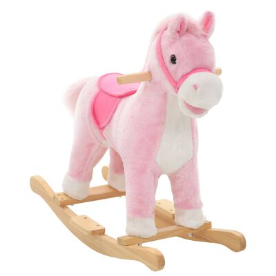 vidaXL Houpací plyšový kůň 65 x 32 x 58 cm růžový