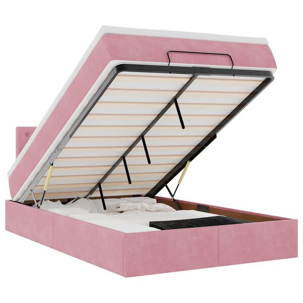 vidaXL Osmansk&aacute; postel s matrac&iacute; & LED růžov&aacute; 120x190cm samet
