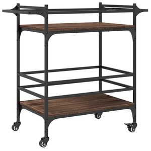 vidaXL Kuchyňsk&yacute; voz&iacute;k hněd&yacute; dub 82 x 40 x 78,5 cm kompozitn&iacute; dřevo