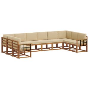 vidaXL Venkovn&iacute; pohovkov&aacute; souprava 10 pcs Přirozen&aacute; a B&eacute;žov&aacute;