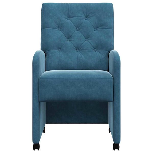 vidaXL J&iacute;deln&iacute; židle na kolečk&aacute;ch 2 pcs Modr&aacute; 58 x 67 x 97 cm samet