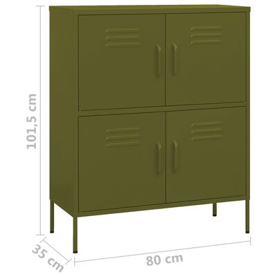 vidaXL Úložná skříň olivově zelená 80 x 35 x 101,5 cm ocel
