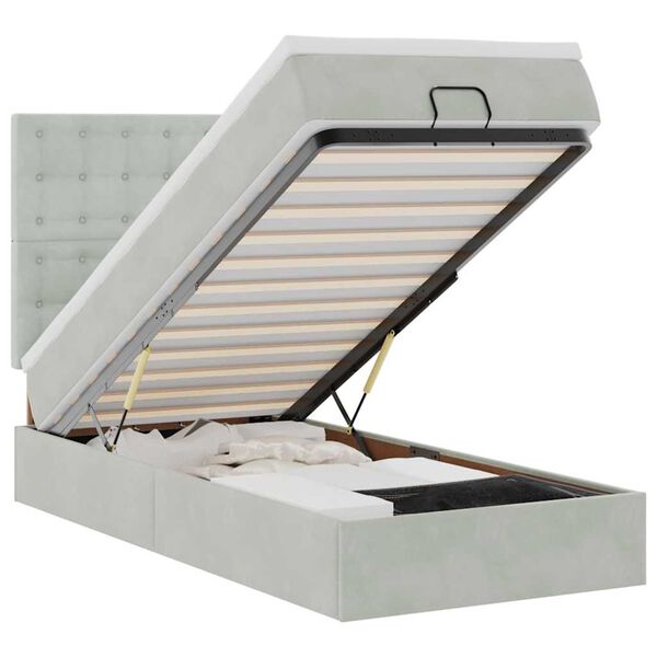 vidaXL Osmansk&yacute; r&aacute;m postele s matracemi světle &scaron;ed&aacute; 90x190cm samet